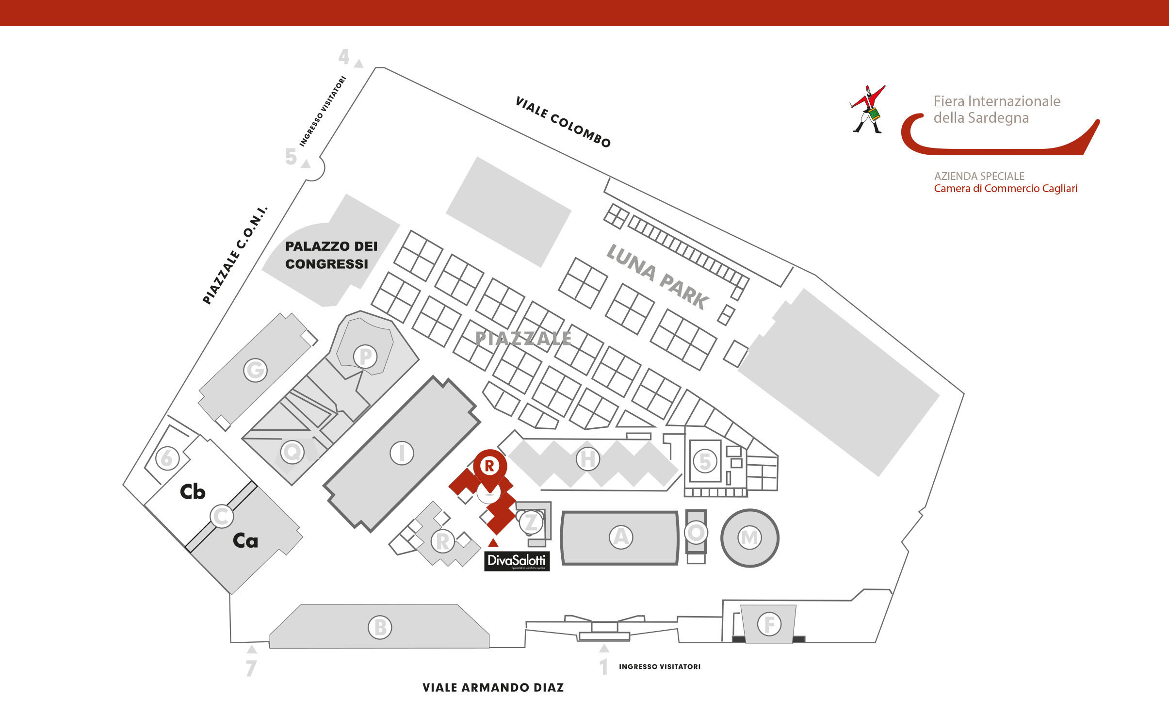 Mappa Padiglioni DivaSalotti - Esposizione Fiera Internazionale della Sardegna